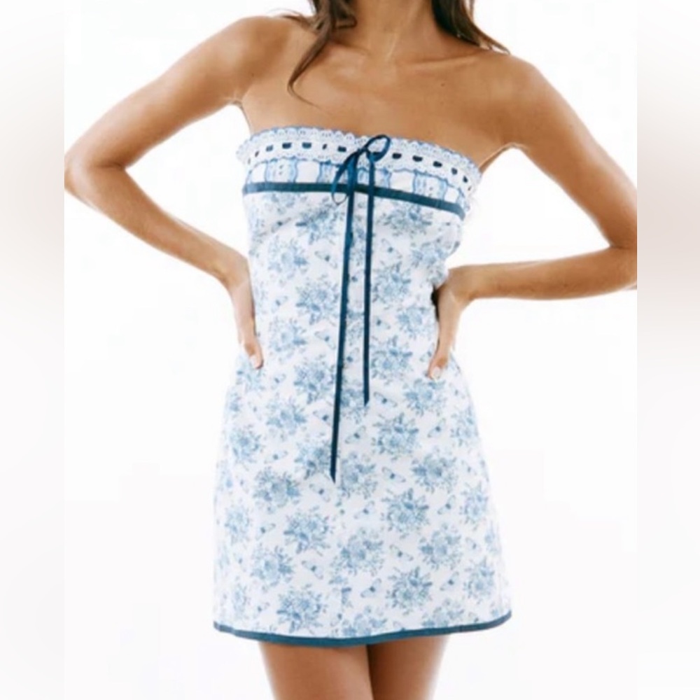 Withjean blue/white mini floral dress